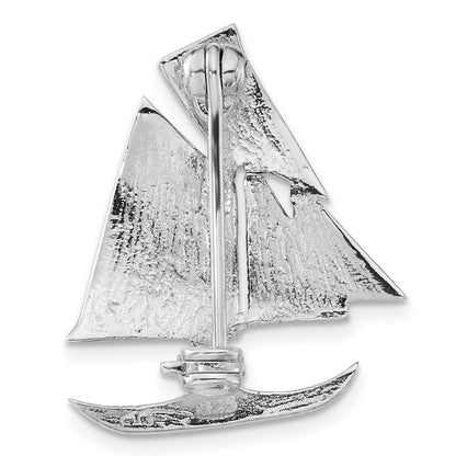 Sterlingsilber Antikisiert Markasit Segelboot Brosche