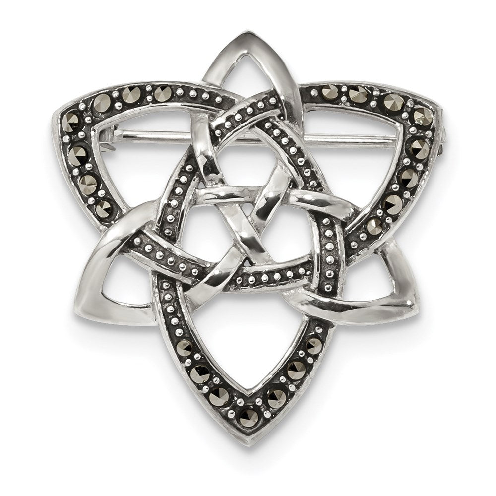 Sterlingsilber Antikisiert Markasit Keltisch Knoten Brosche