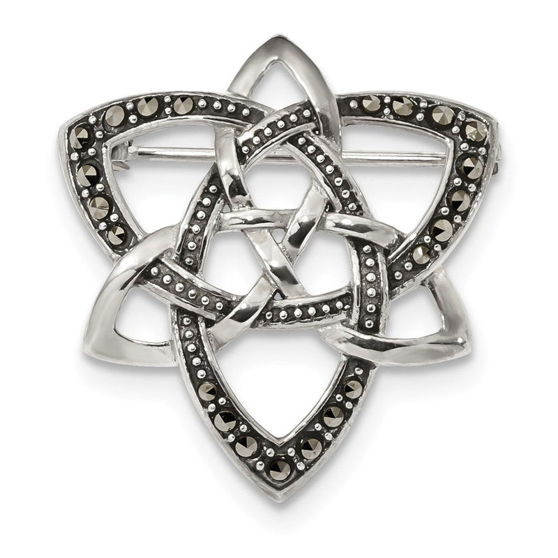 Sterlingsilber Antikisiert Markasit Keltisch Knoten Brosche