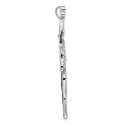 Sterlingsilber Rhodiniert Zirkonia Leaves Kette Anhänger