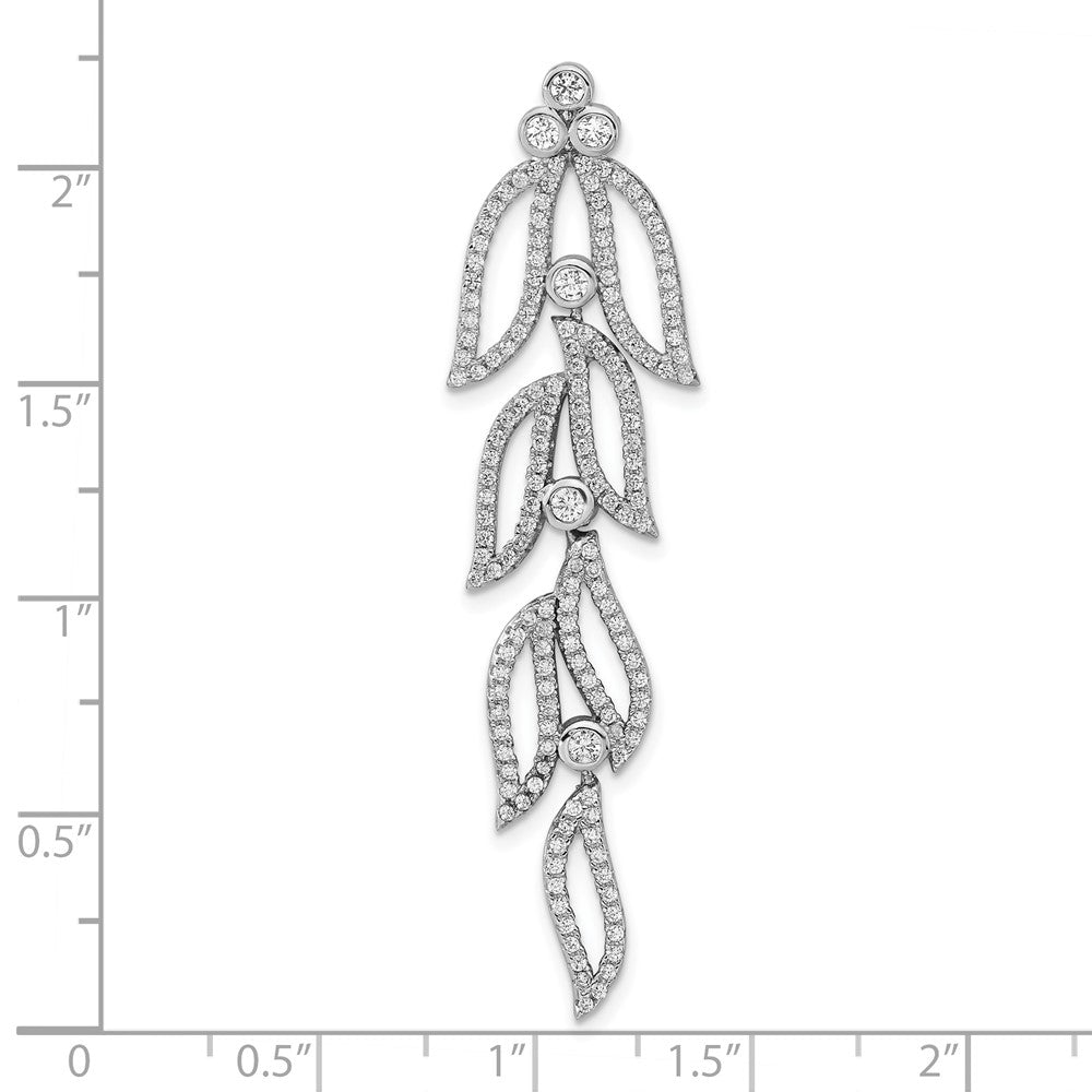 Sterlingsilber Rhodiniert Zirkonia Leaves Kette Anhänger