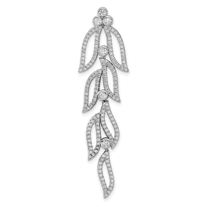 Sterlingsilber Rhodiniert Zirkonia Leaves Kette Anhänger