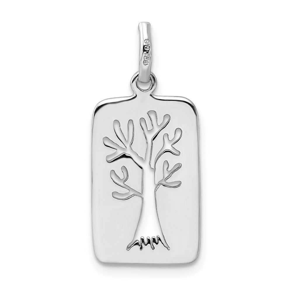 Sterlingsilber Rhodiniert Poliert Baum Ausgeschnitten Charm