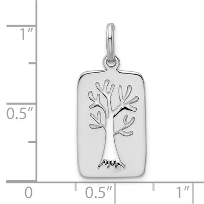 Sterlingsilber Rhodiniert Poliert Baum Ausgeschnitten Charm