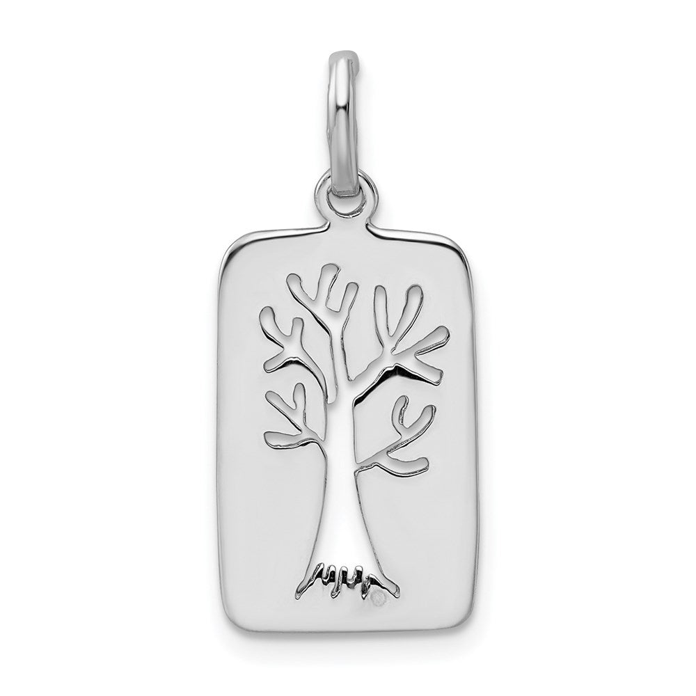 Sterlingsilber Rhodiniert Poliert Baum Ausgeschnitten Charm