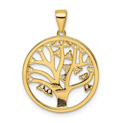 Sterlingsilber Goldfarben Erzeugt Weiß Saphir Baum Of Leben Anhänger