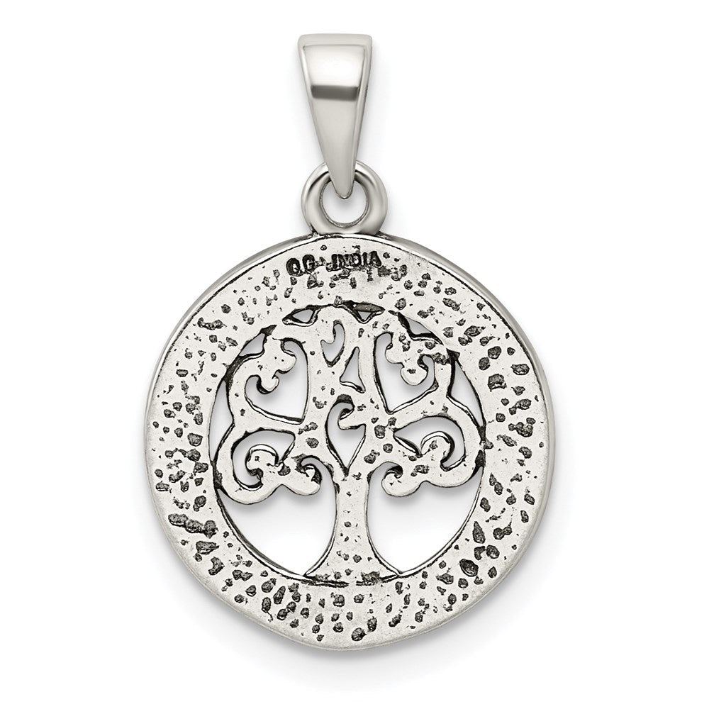 Sterlingsilber Antikisiert Emaille Glitzer Baum in Kreis Anhänger
