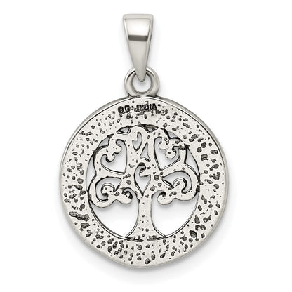 Sterlingsilber Antikisiert Emaille Glitzer Baum in Kreis Anhänger