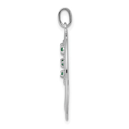 Sterlingsilber Rhodiniert Grün Glas Buds Oval Baum Anhänger