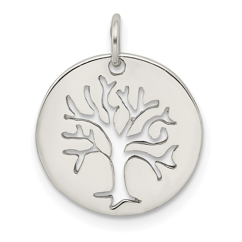 Sterlingsilber Poliert Baum Ausgeschnitten Charm