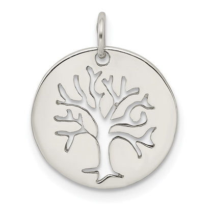 Sterlingsilber Poliert Baum Ausgeschnitten Charm