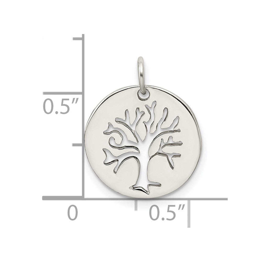 Sterlingsilber Poliert Baum Ausgeschnitten Charm