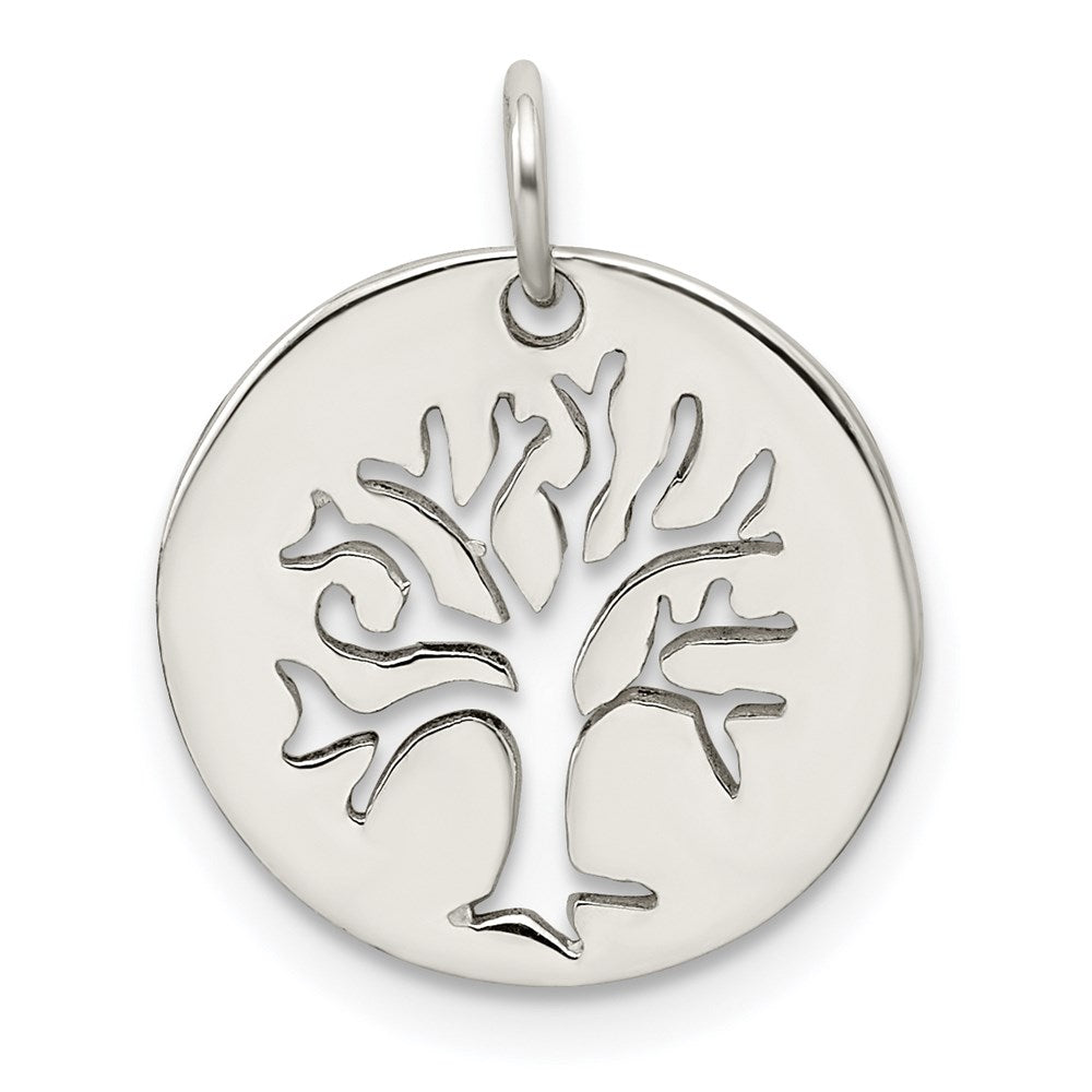 Sterlingsilber Poliert Baum Ausgeschnitten Charm