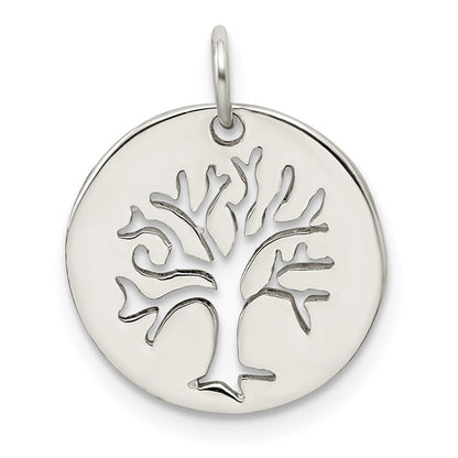 Sterlingsilber Poliert Baum Ausgeschnitten Charm