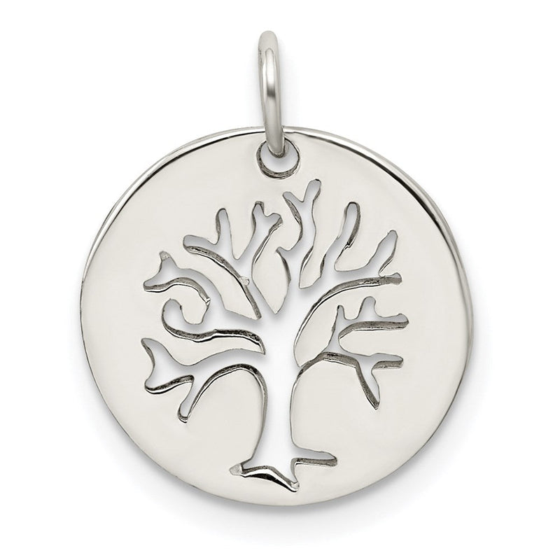Sterlingsilber Poliert Baum Ausgeschnitten Charm