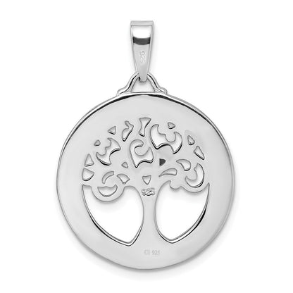 Sterlingsilber Rhodiniert Weiß Perlmutt Baum Of Leben Anhänger