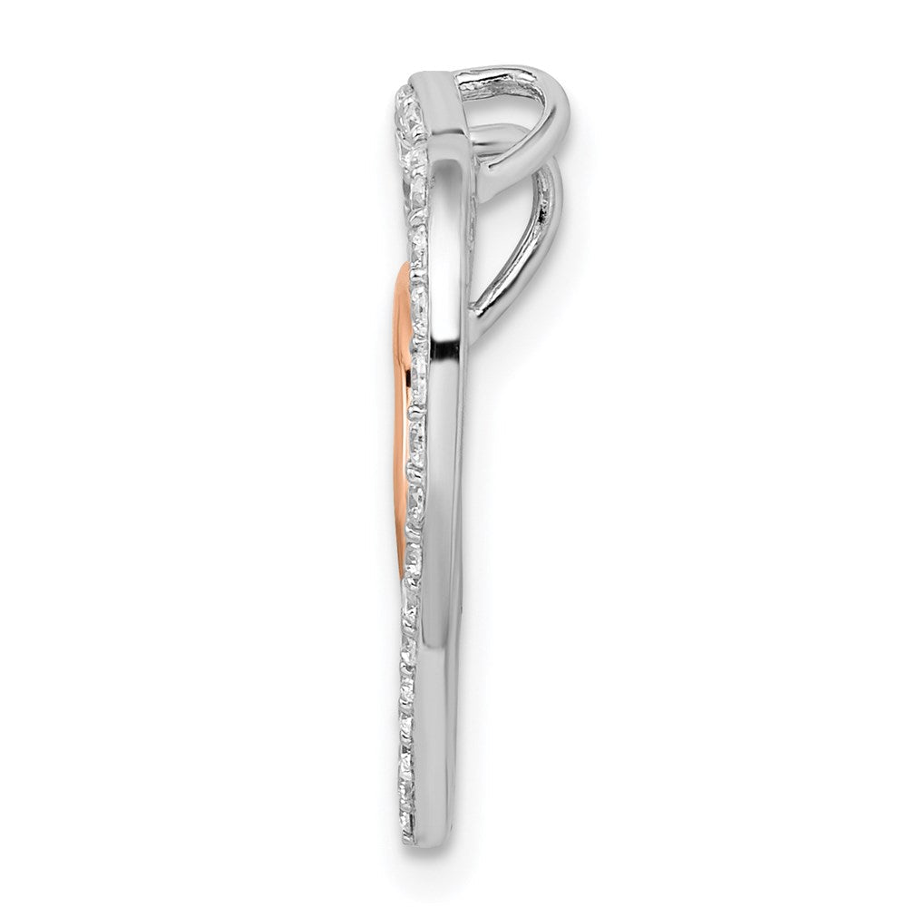 Sterlingsilber Rhodium und Roséfarben mit Zirkonia Herz Kette Anhänger