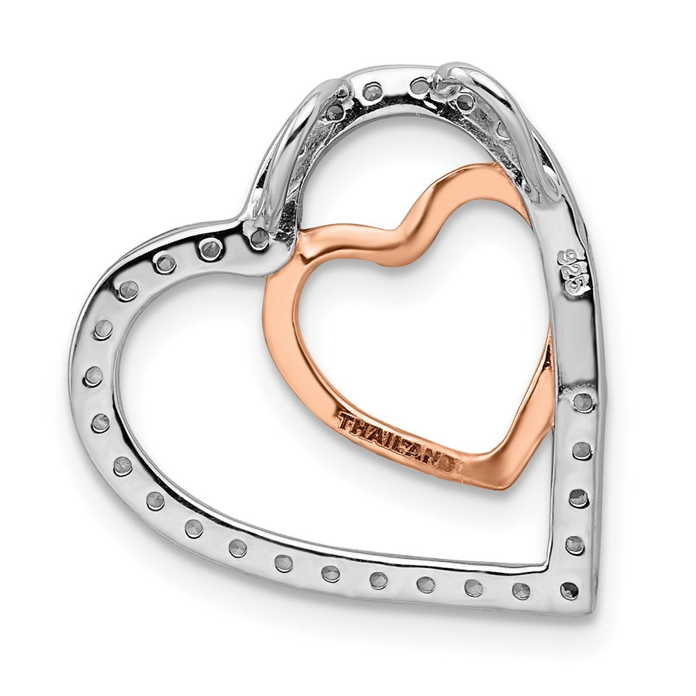 Sterlingsilber Rhodium und Roséfarben mit Zirkonia Herz Kette Anhänger