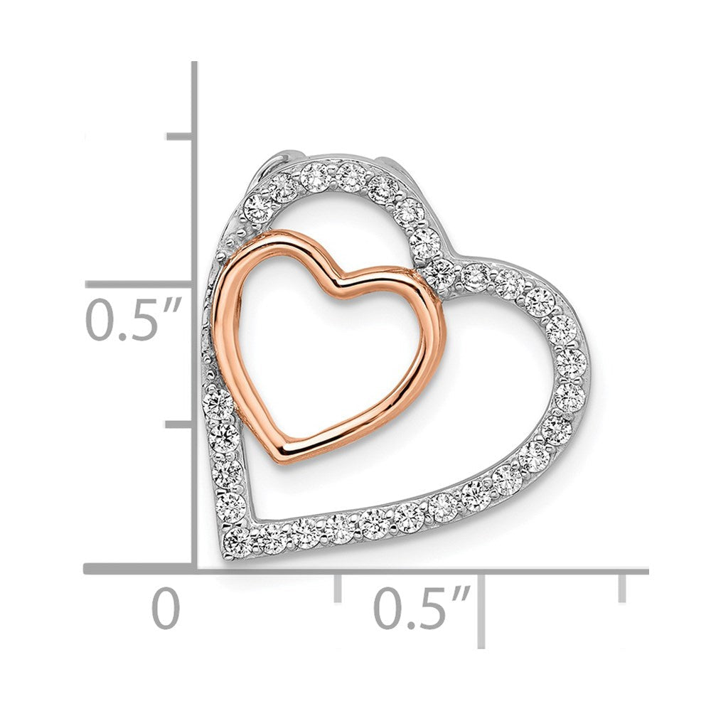 Sterlingsilber Rhodium und Roséfarben mit Zirkonia Herz Kette Anhänger