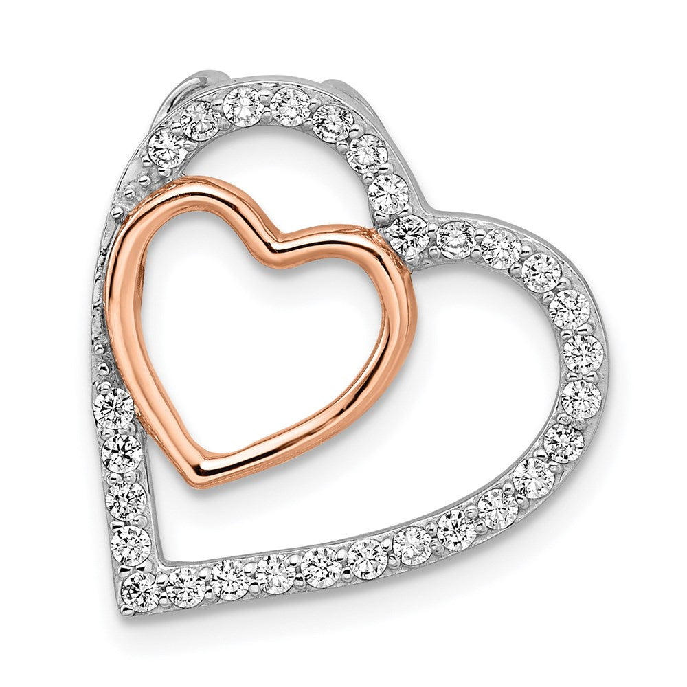 Sterlingsilber Rhodium und Roséfarben mit Zirkonia Herz Kette Anhänger