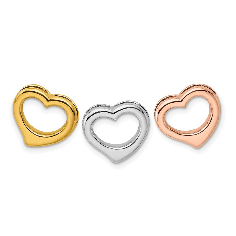 Sterlingsilber Rhodium, Gold & Roséfarben Set Of 3 Herzen Anhänger