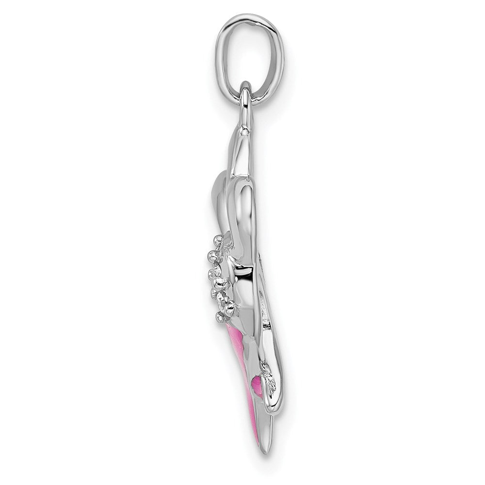 Sterlingsilber Rhodiniert Emaille Zirkonia Schleife Herz Anhänger