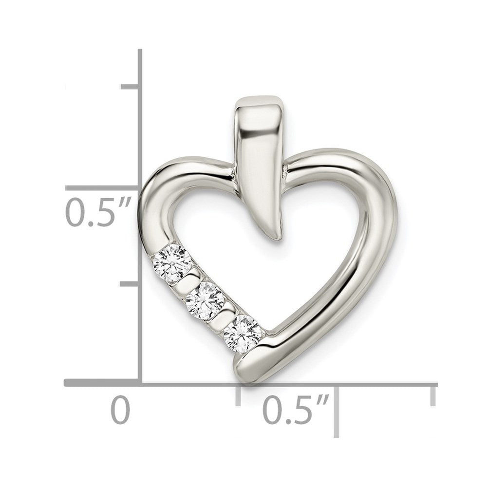 Sterlingsilber Poliert mit Zirkonia Herz Anhänger