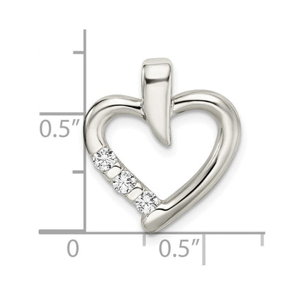 Sterlingsilber Poliert mit Zirkonia Herz Anhänger