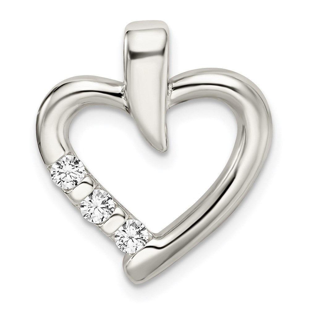 Sterlingsilber Poliert mit Zirkonia Herz Anhänger