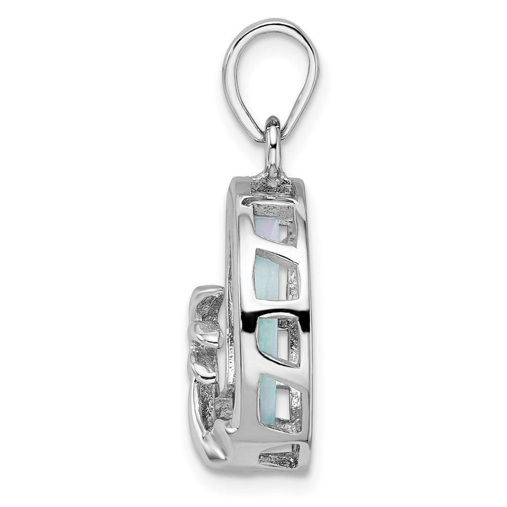 Sterlingsilber Rhodiniert Larimar mit Palme Baum Anhänger