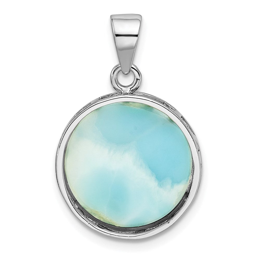 Sterlingsilber Rhodiniert Larimar mit Palme Baum Anhänger