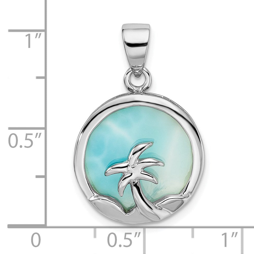 Sterlingsilber Rhodiniert Larimar mit Palme Baum Anhänger