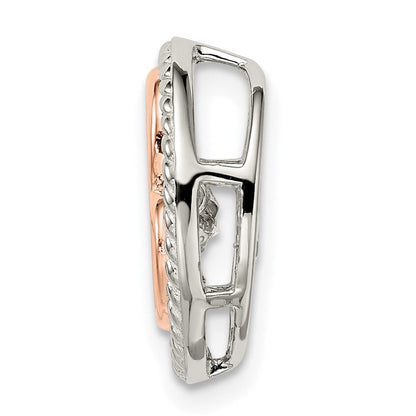 Sterlingsilber Platin-plate Roséfarben Lebhaft Swar Zirconia Herz Kette Slid
