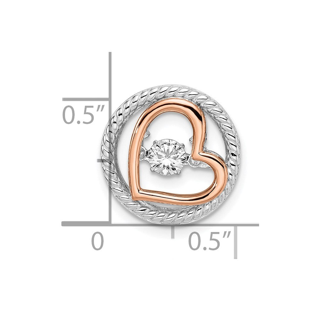 Sterlingsilber Platin-plate Roséfarben Lebhaft Swar Zirconia Herz Kette Slid