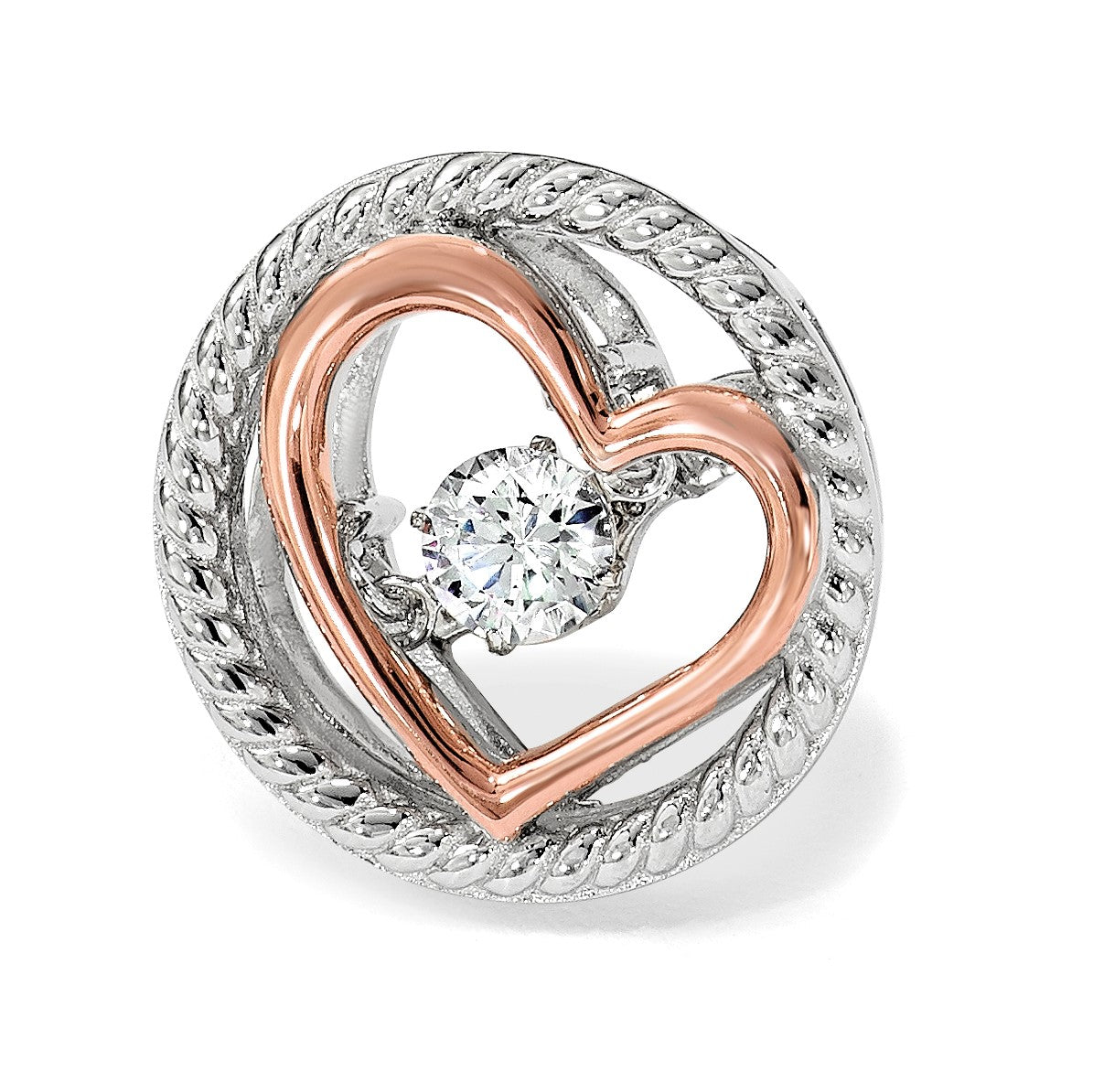 Sterlingsilber Platin-plate Roséfarben Lebhaft Swar Zirconia Herz Kette Slid