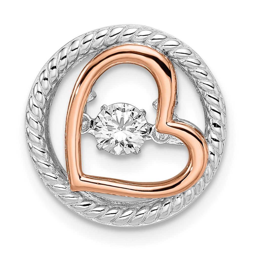 Sterlingsilber Platin-plate Roséfarben Lebhaft Swar Zirconia Herz Kette Slid