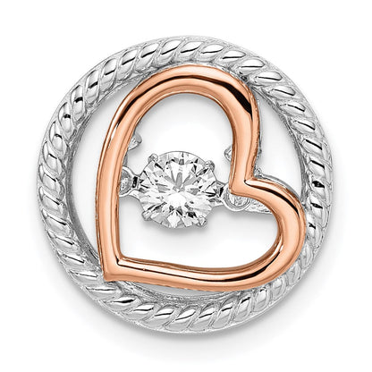 Sterlingsilber Platin-plate Roséfarben Lebhaft Swar Zirconia Herz Kette Slid