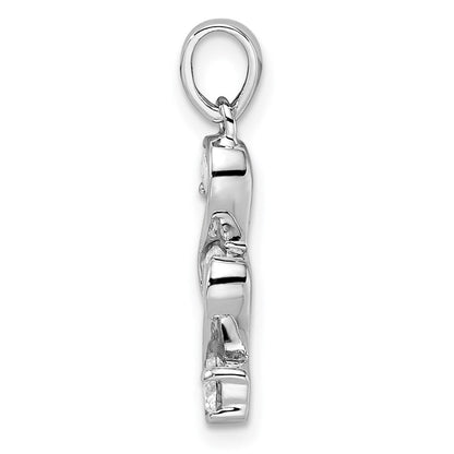 Sterlingsilber Rhodiniert Wirbel 3-stone Zirkonia Anhänger