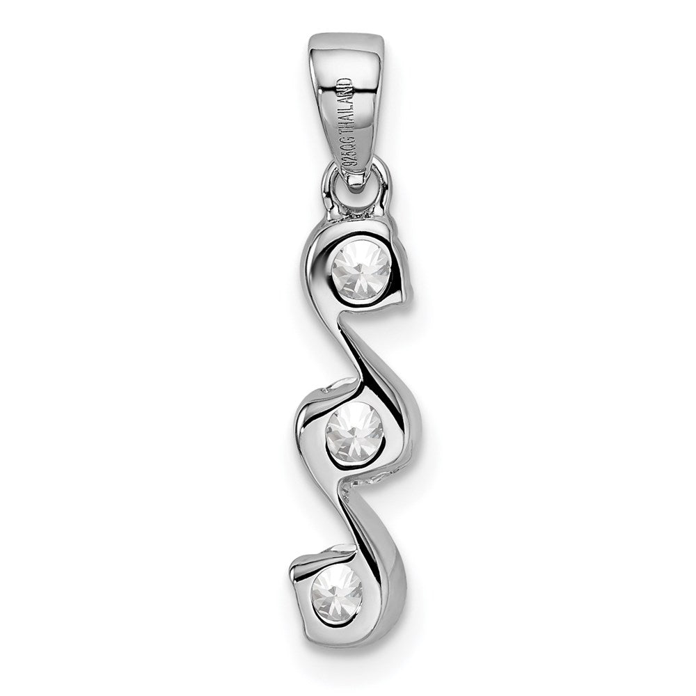 Sterlingsilber Rhodiniert Wirbel 3-stone Zirkonia Anhänger