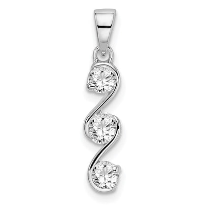 Sterlingsilber Rhodiniert Wirbel 3-stone Zirkonia Anhänger