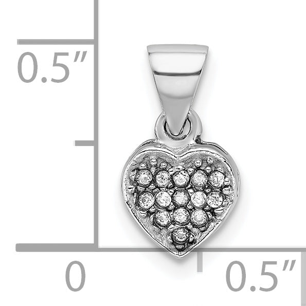 Sterlingsilber Rhodiniert Zirkonia Poliert Herz Anhänger