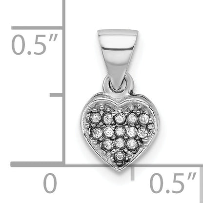 Sterlingsilber Rhodiniert Zirkonia Poliert Herz Anhänger