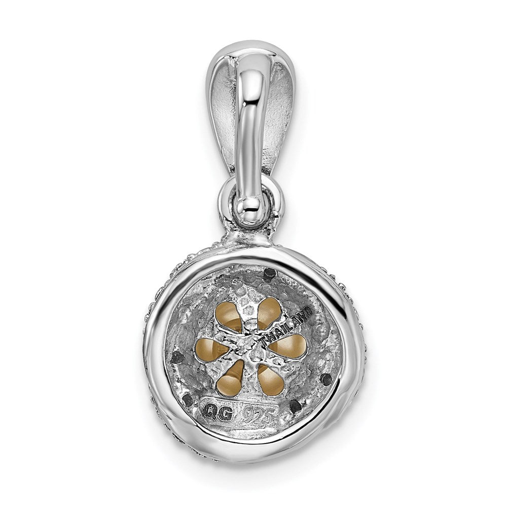 Rhodinierter Sterlingsilber-Anhänger mit Diamant und Süßwasser-Zuchtperle