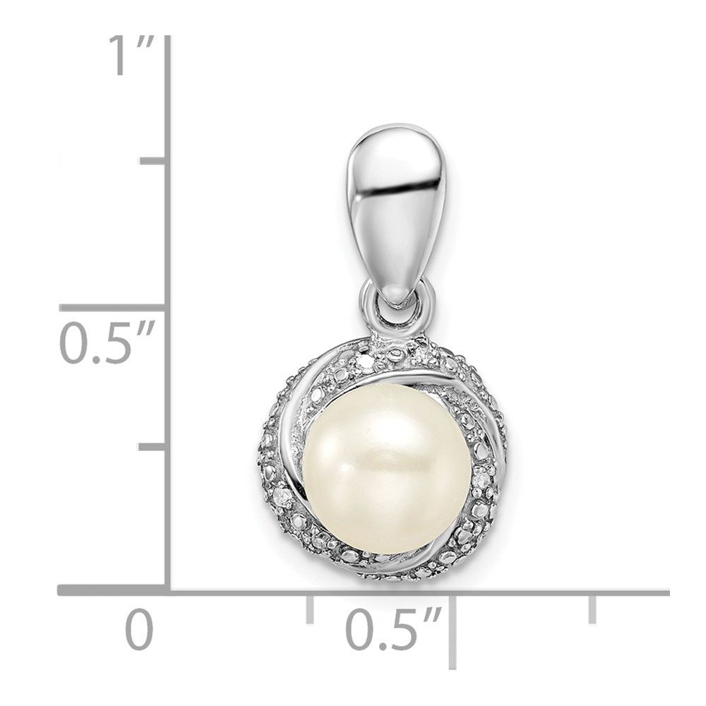Rhodinierter Sterlingsilber-Anhänger mit Diamant und Süßwasser-Zuchtperle