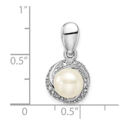 Rhodinierter Sterlingsilber-Anhänger mit Diamant und Süßwasser-Zuchtperle