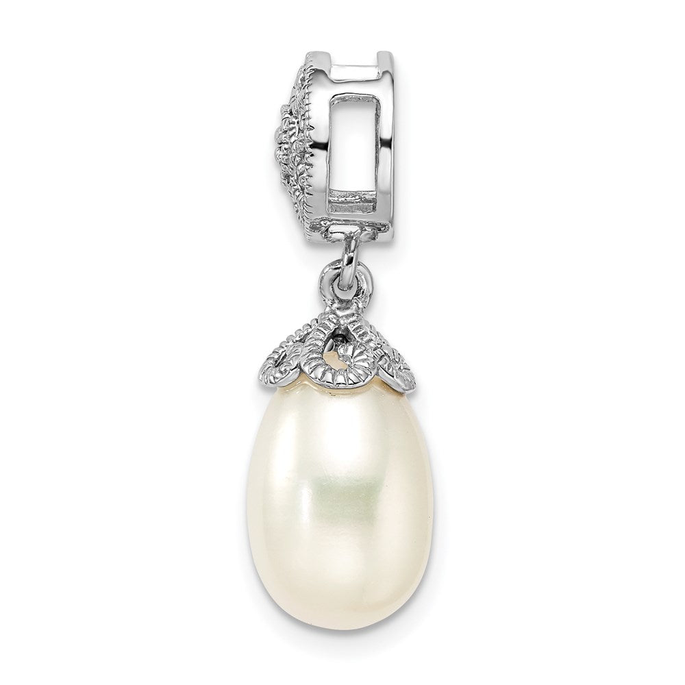 Anhänger aus rhodiniertem Sterlingsilber mit Diamant und Süßwasser-Zuchtperle
