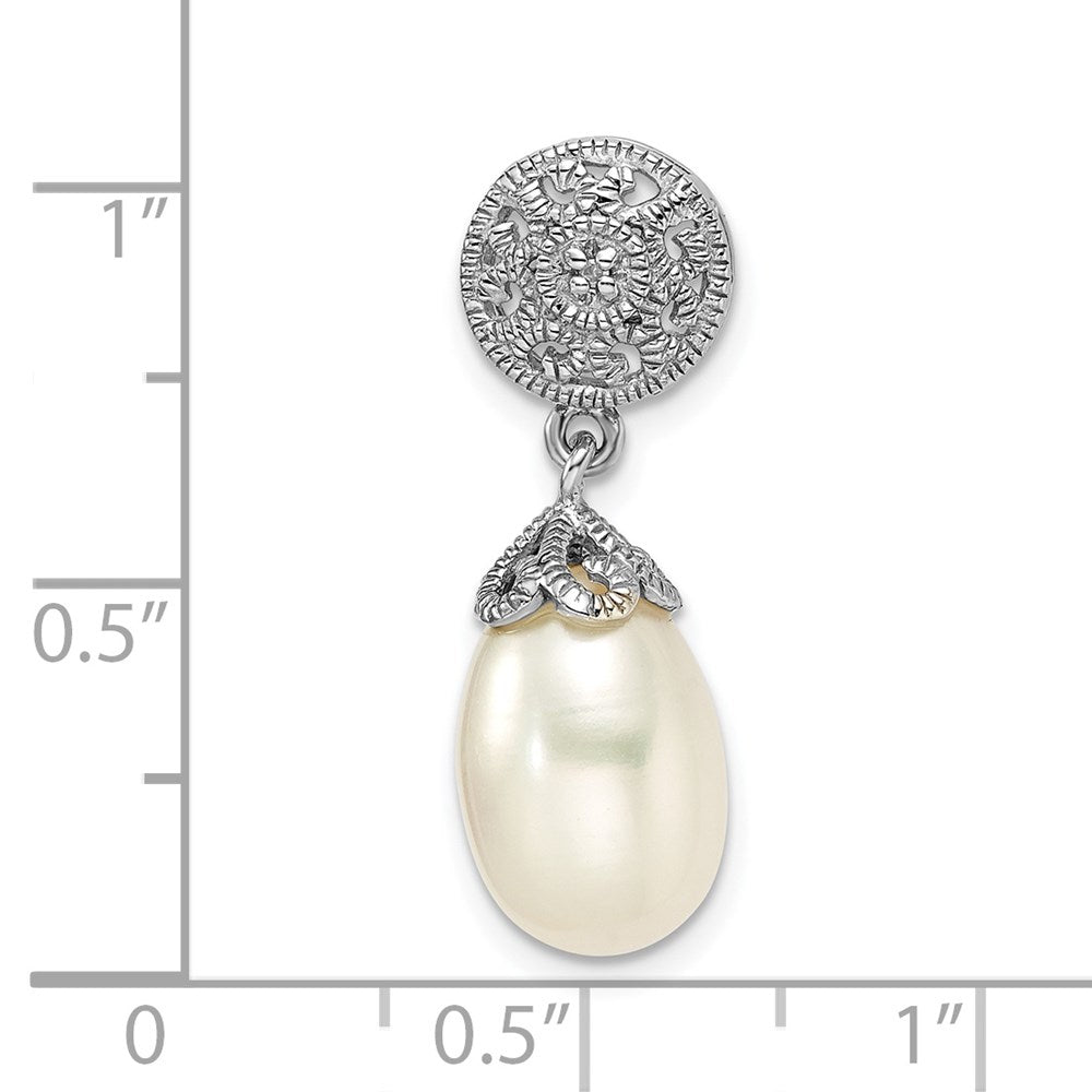 Anhänger aus rhodiniertem Sterlingsilber mit Diamant und Süßwasser-Zuchtperle