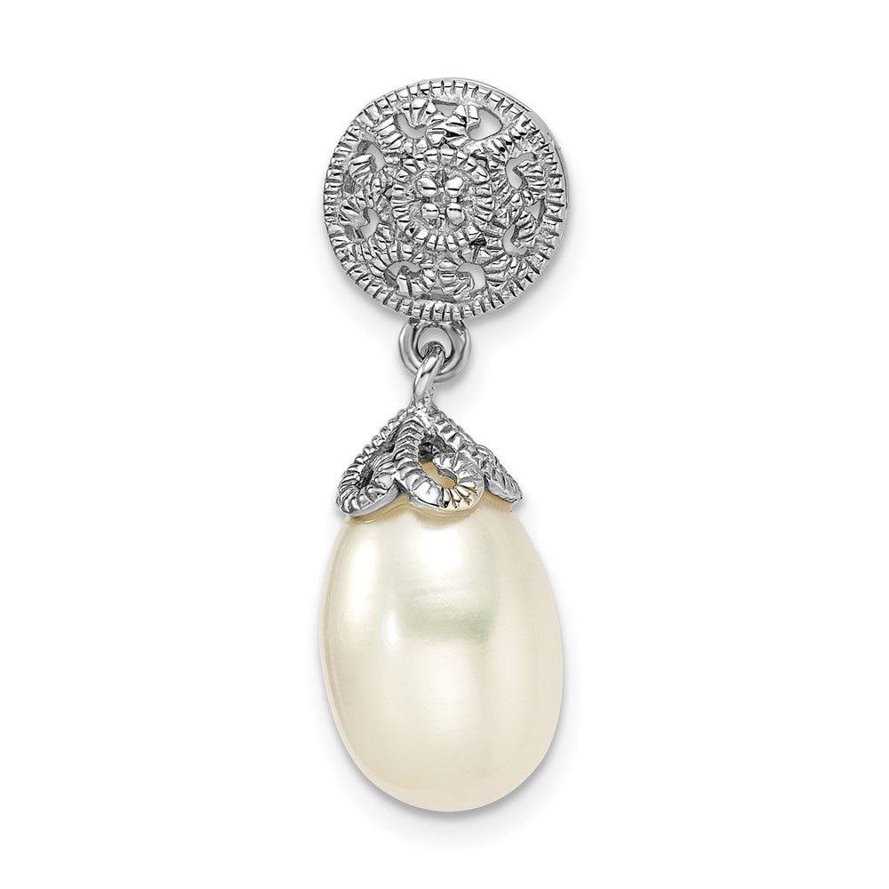 Anhänger aus rhodiniertem Sterlingsilber mit Diamant und Süßwasser-Zuchtperle