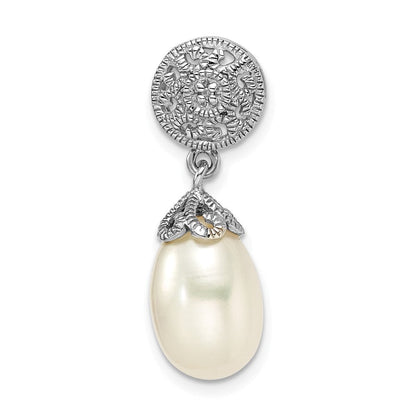 Anhänger aus rhodiniertem Sterlingsilber mit Diamant und Süßwasser-Zuchtperle