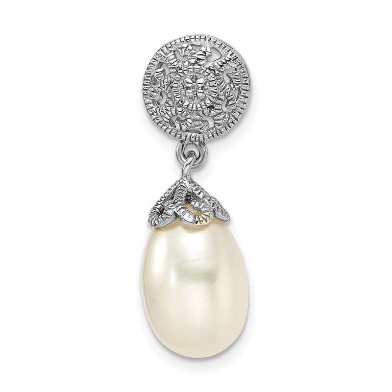 Anhänger aus rhodiniertem Sterlingsilber mit Diamant und Süßwasser-Zuchtperle